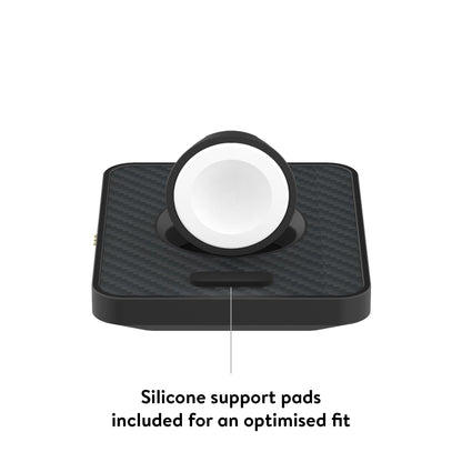 Precision-designed Apple Watch charger for an elevated charging experience. Seamlessly combining style and functionality, this purpose-built dock ensures easy, seamless charging.